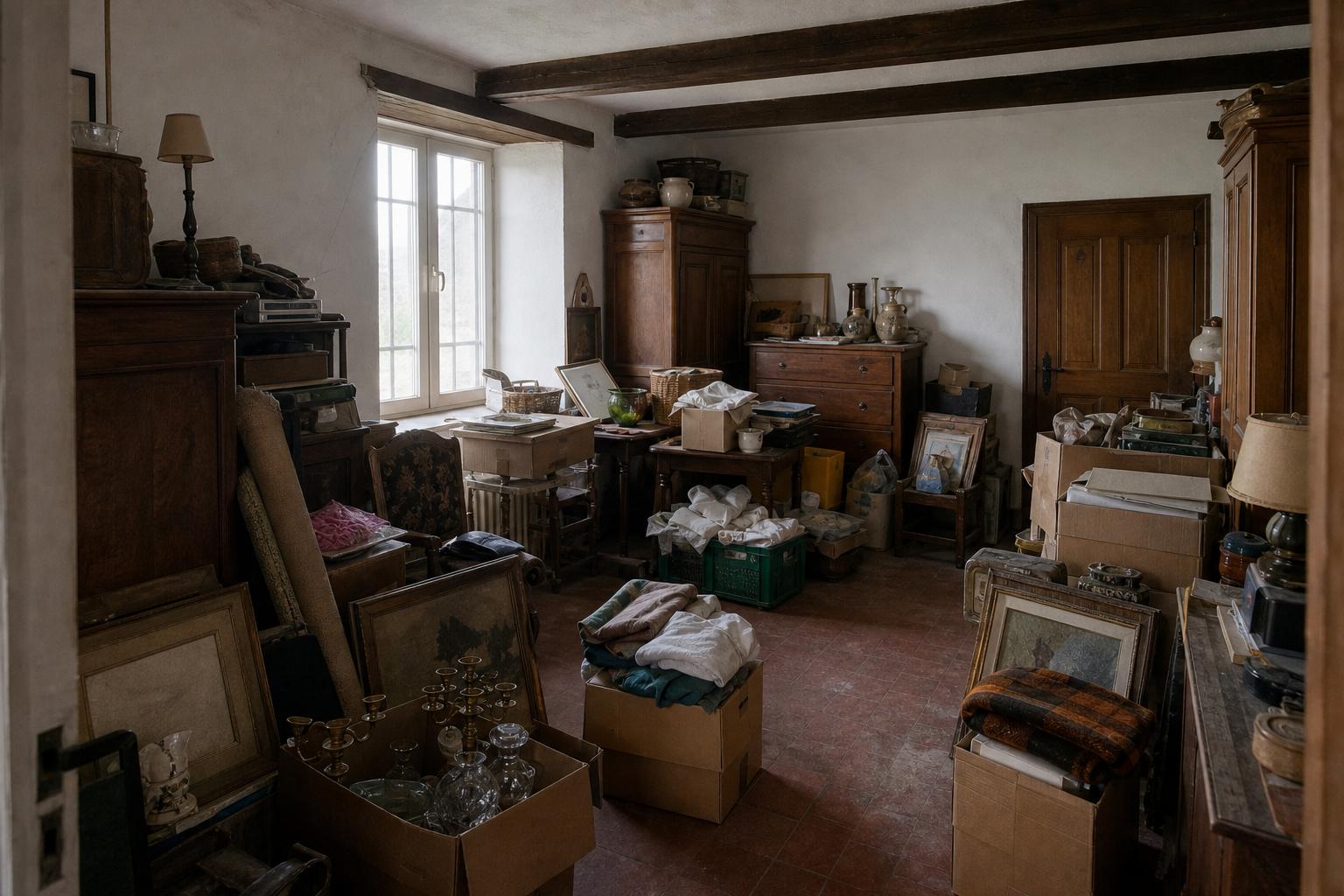 Vide fermette avec dépendances à Vleteren : avant, en cours et après — avant débarras