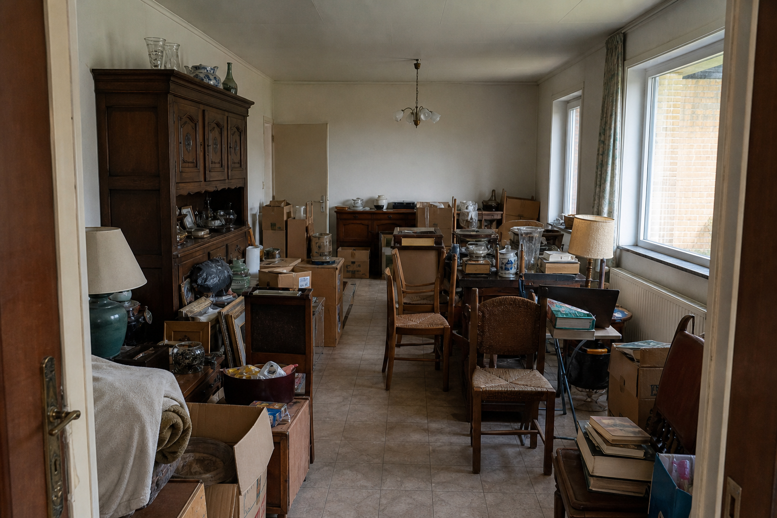 Vide bungalow résidentiel à Vosselaar : avant, en cours et après — avant débarras