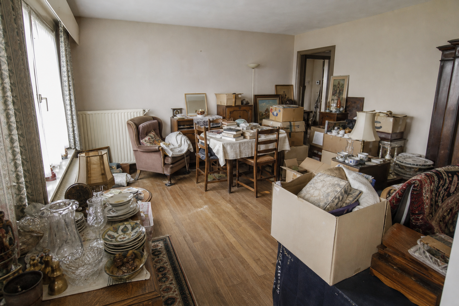 Débarras après départ en maison de repos à Waasmunster : avant, en cours et après — avant débarras