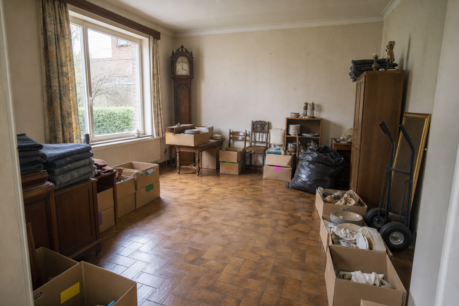 Vide maison familiale à Walhain : avant, en cours et après — intervention en cours