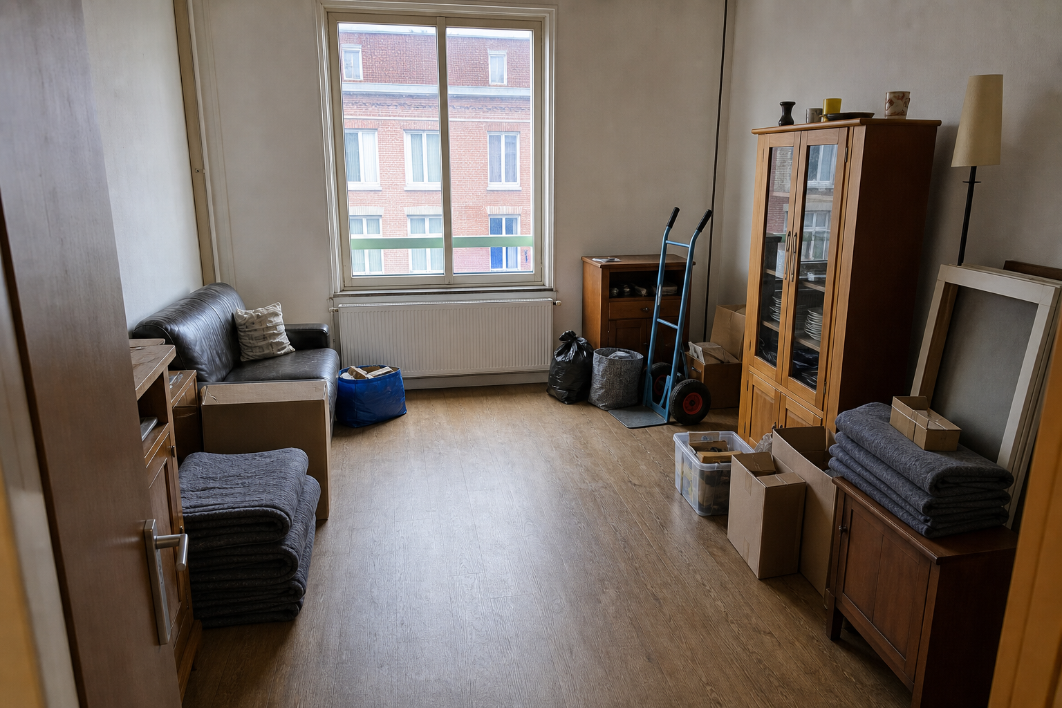 Vide appartement à Wanze : avant, en cours et après — intervention en cours