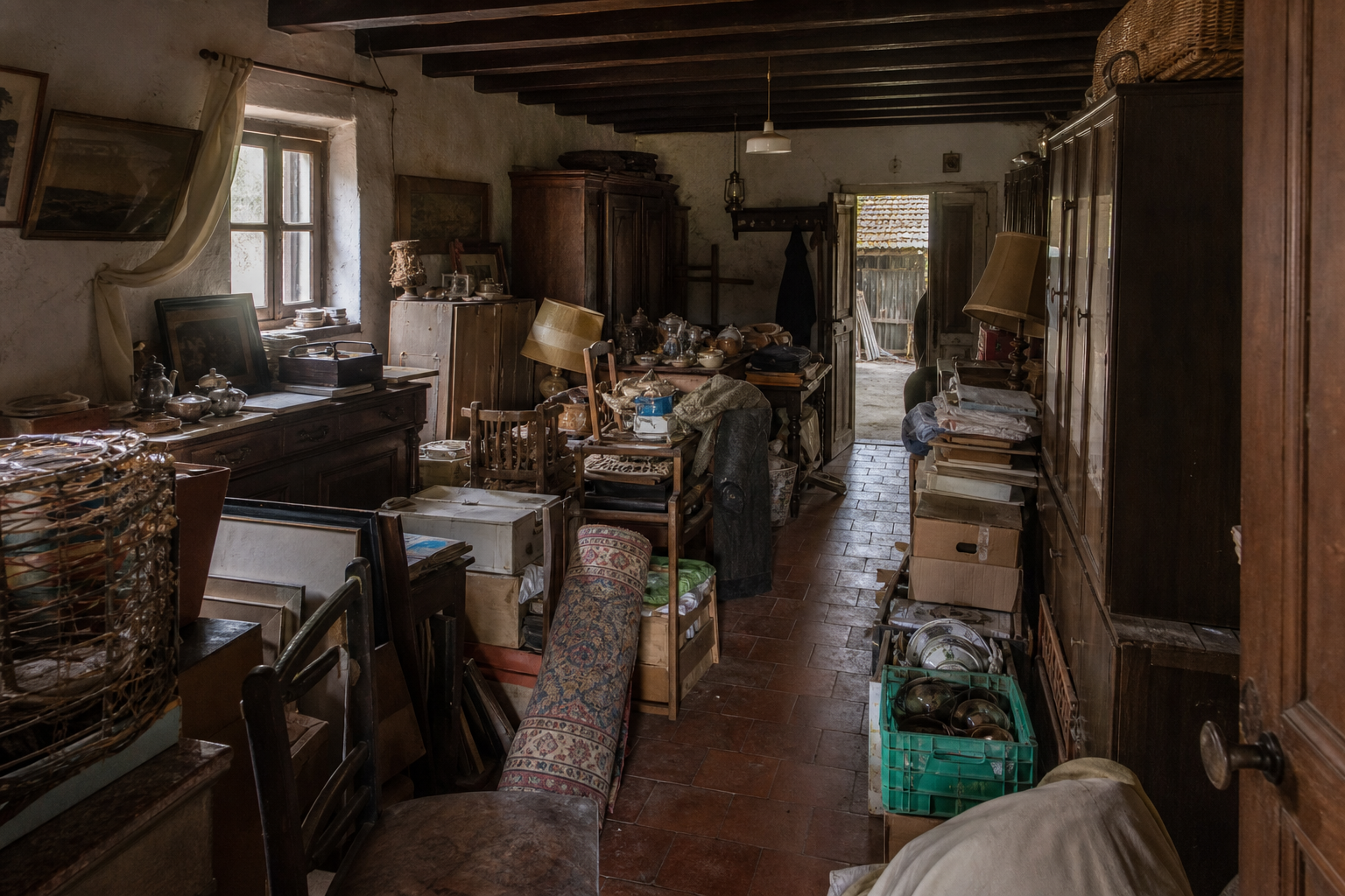 Vide ancienne ferme hesbignonne à Wasseiges : avant, en cours et après — avant débarras