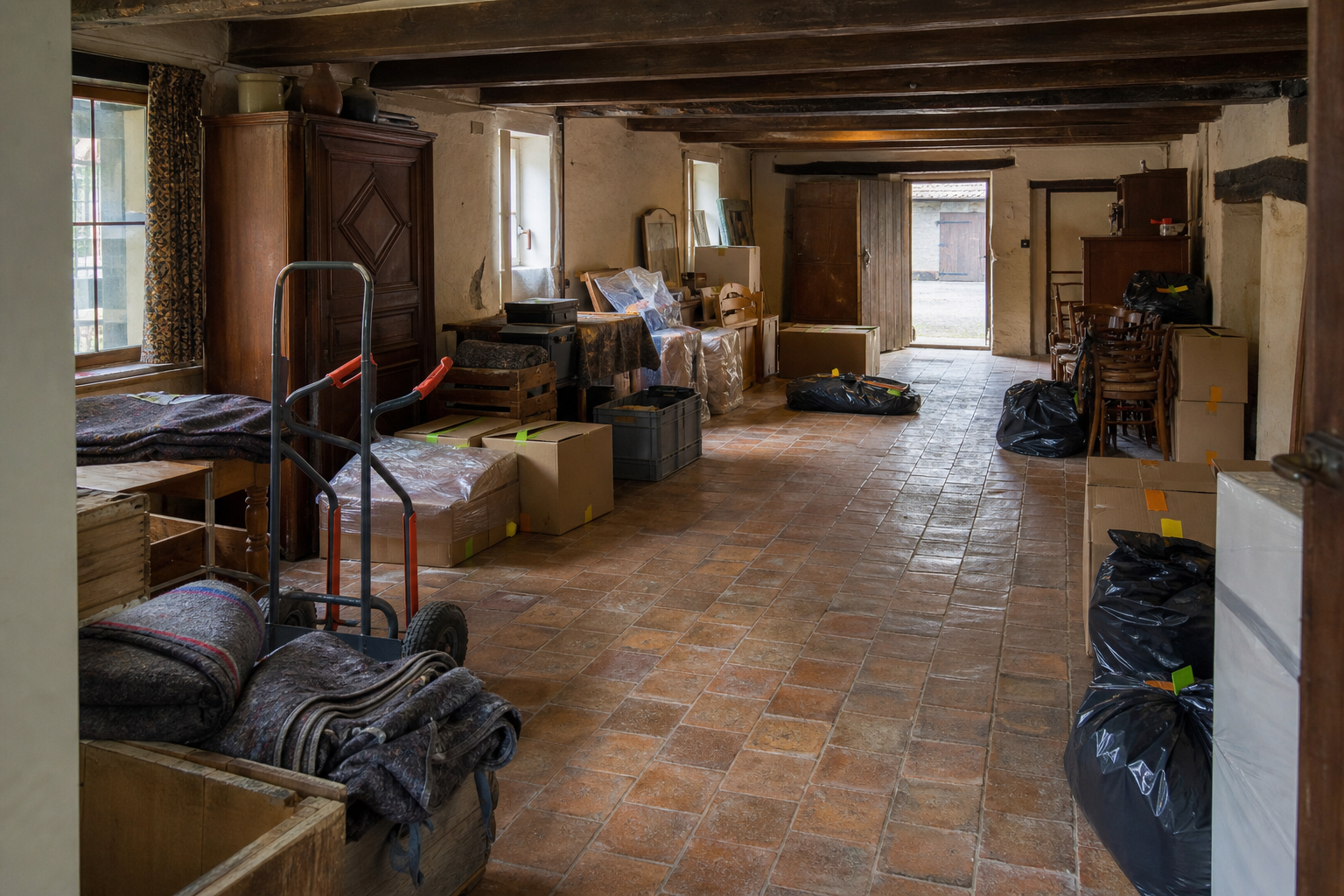 Vide ancienne ferme hesbignonne à Wasseiges : avant, en cours et après — intervention en cours