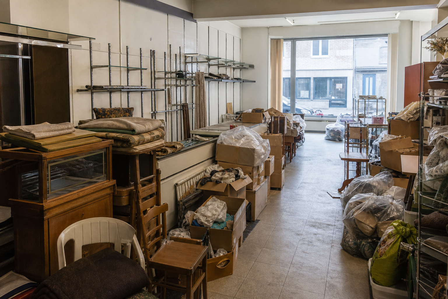 Vide commerce à Welkenraedt : avant, en cours et après — avant débarras