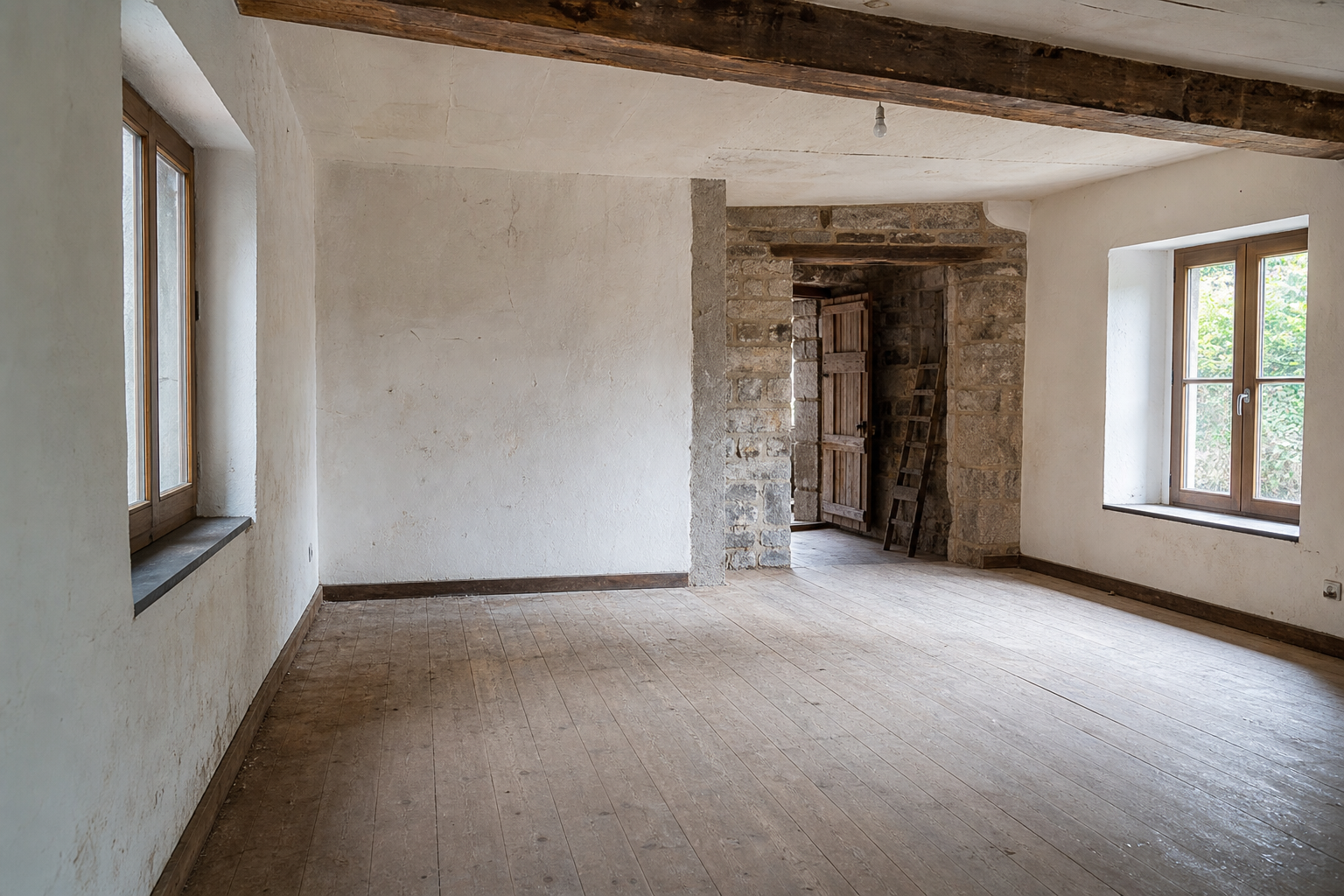 Vide maison villageoise avec grange à Wellin : avant, en cours et après — après débarras