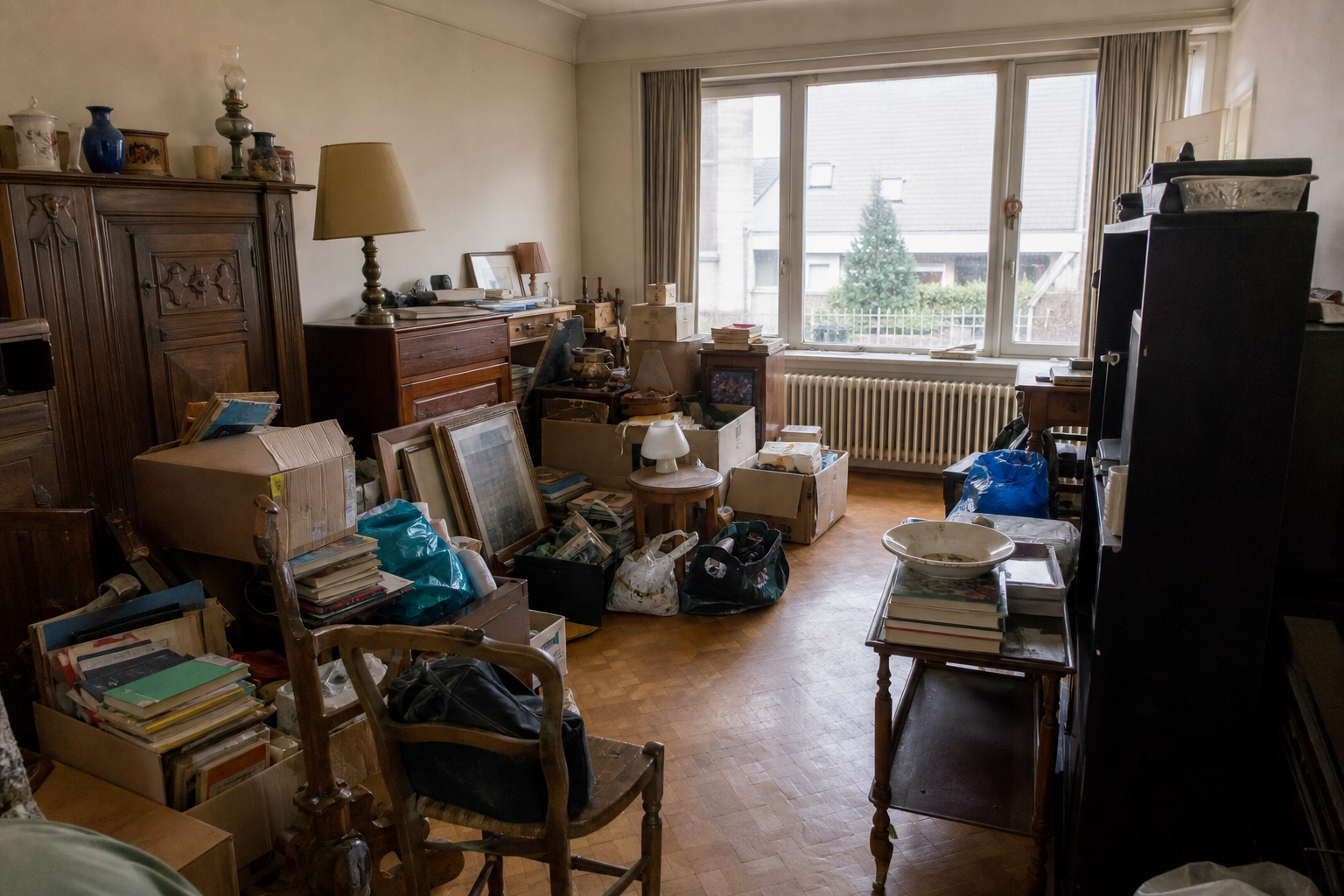 Vide maison bel-étage à Wezembeek-Oppem : avant, en cours et après — avant débarras