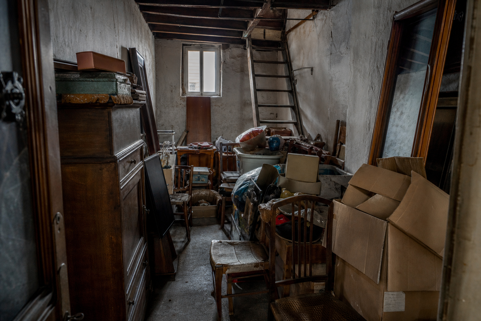 Vide maison mitoyenne à Wichelen : avant, en cours et après — avant débarras