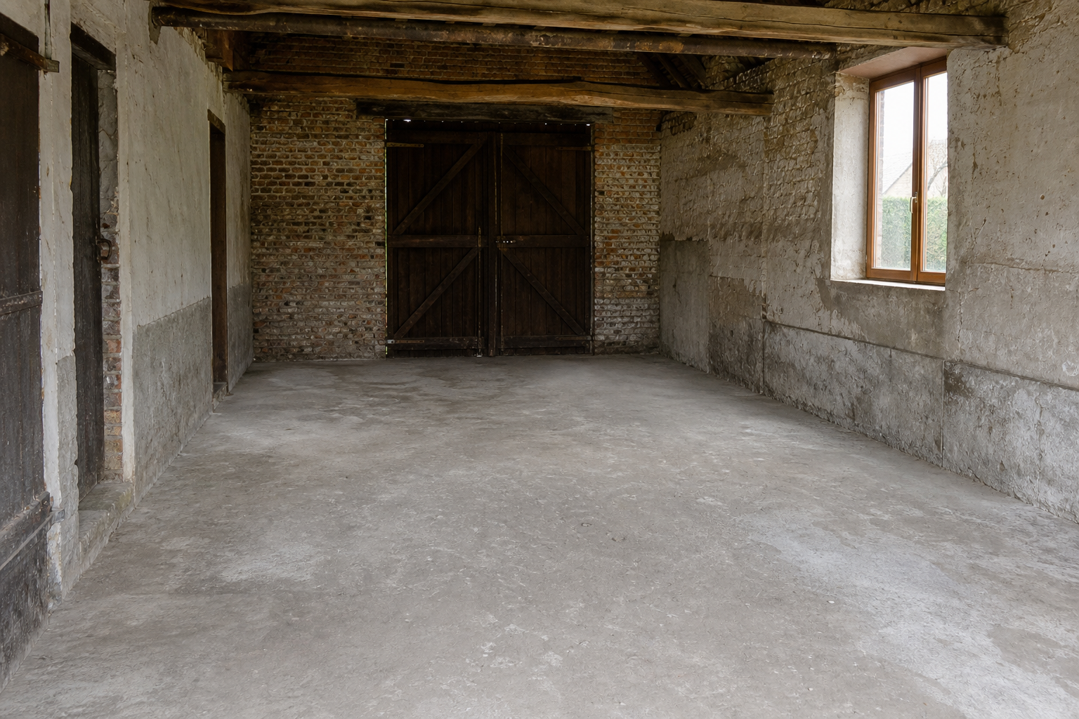 Vide maison rurale avec hangar à Wortegem-Petegem : avant, en cours et après — après débarras
