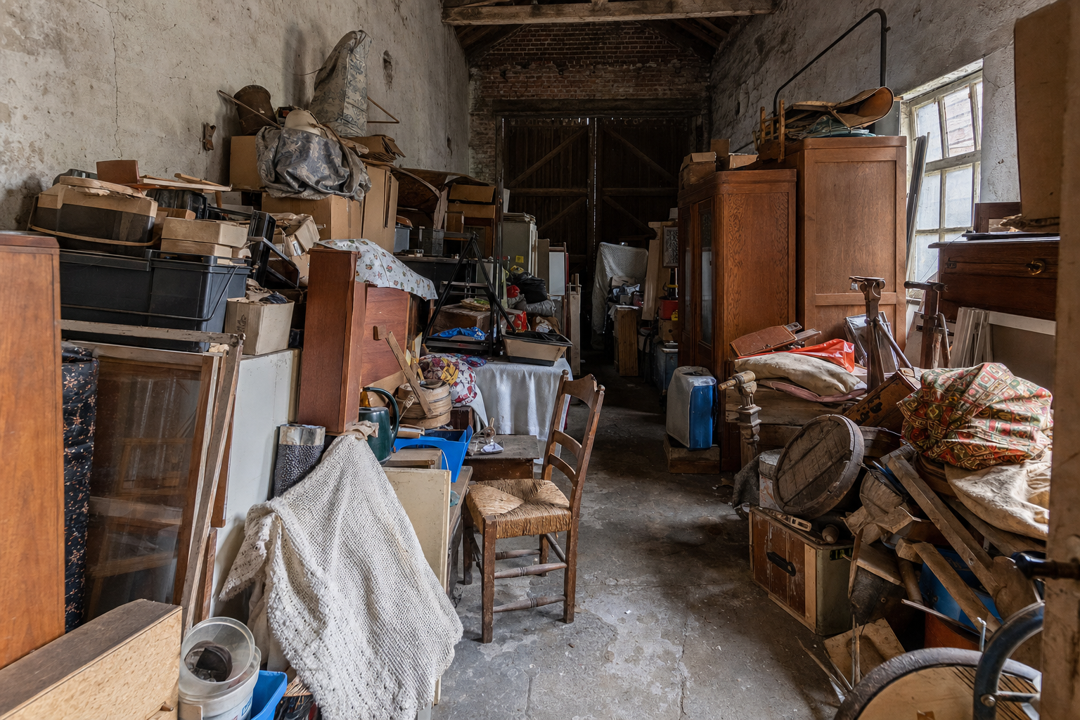Vide maison rurale avec hangar à Wortegem-Petegem : avant, en cours et après — avant débarras