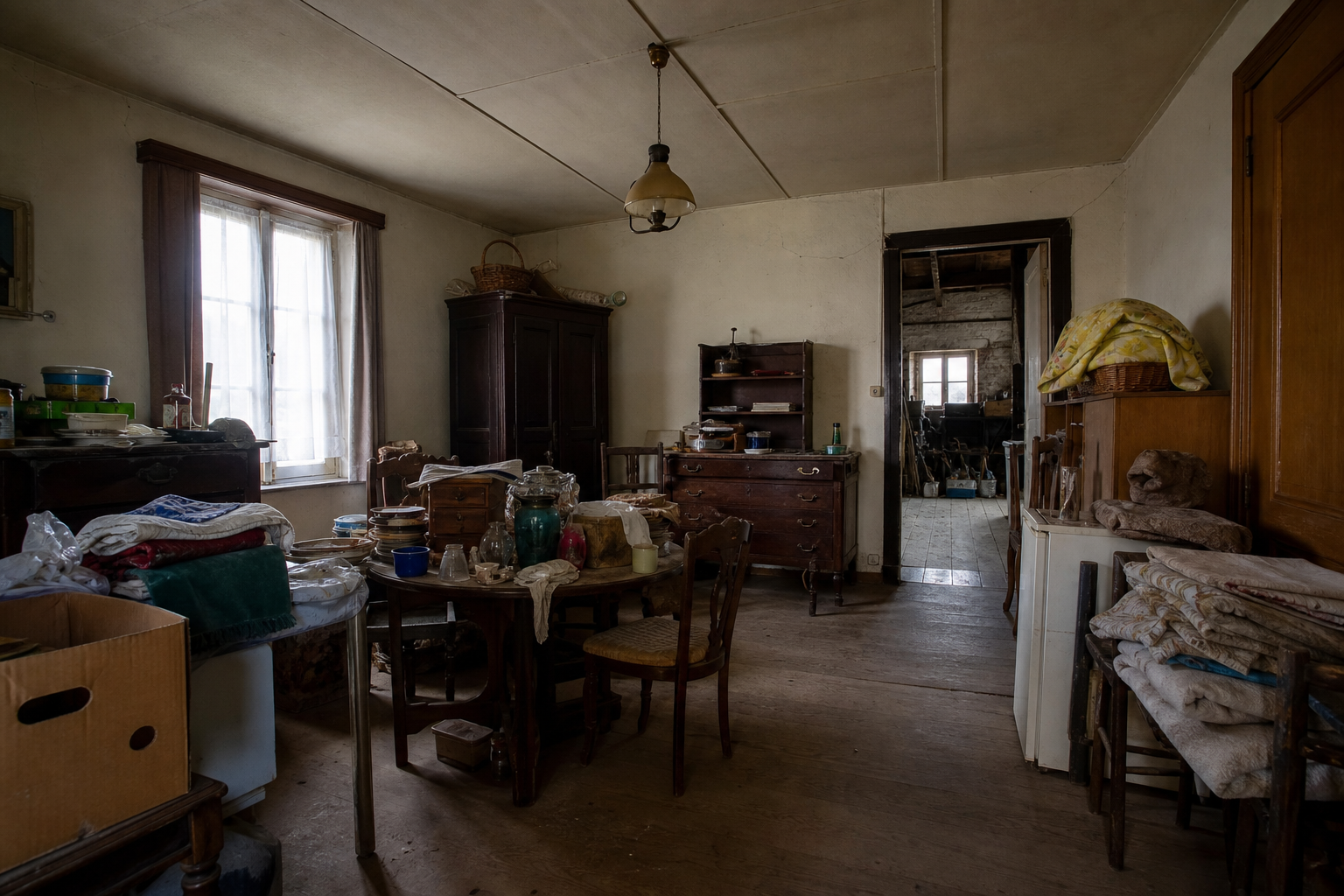 Vide maison villageoise avec grange à Wuustwezel : avant, en cours et après — avant débarras