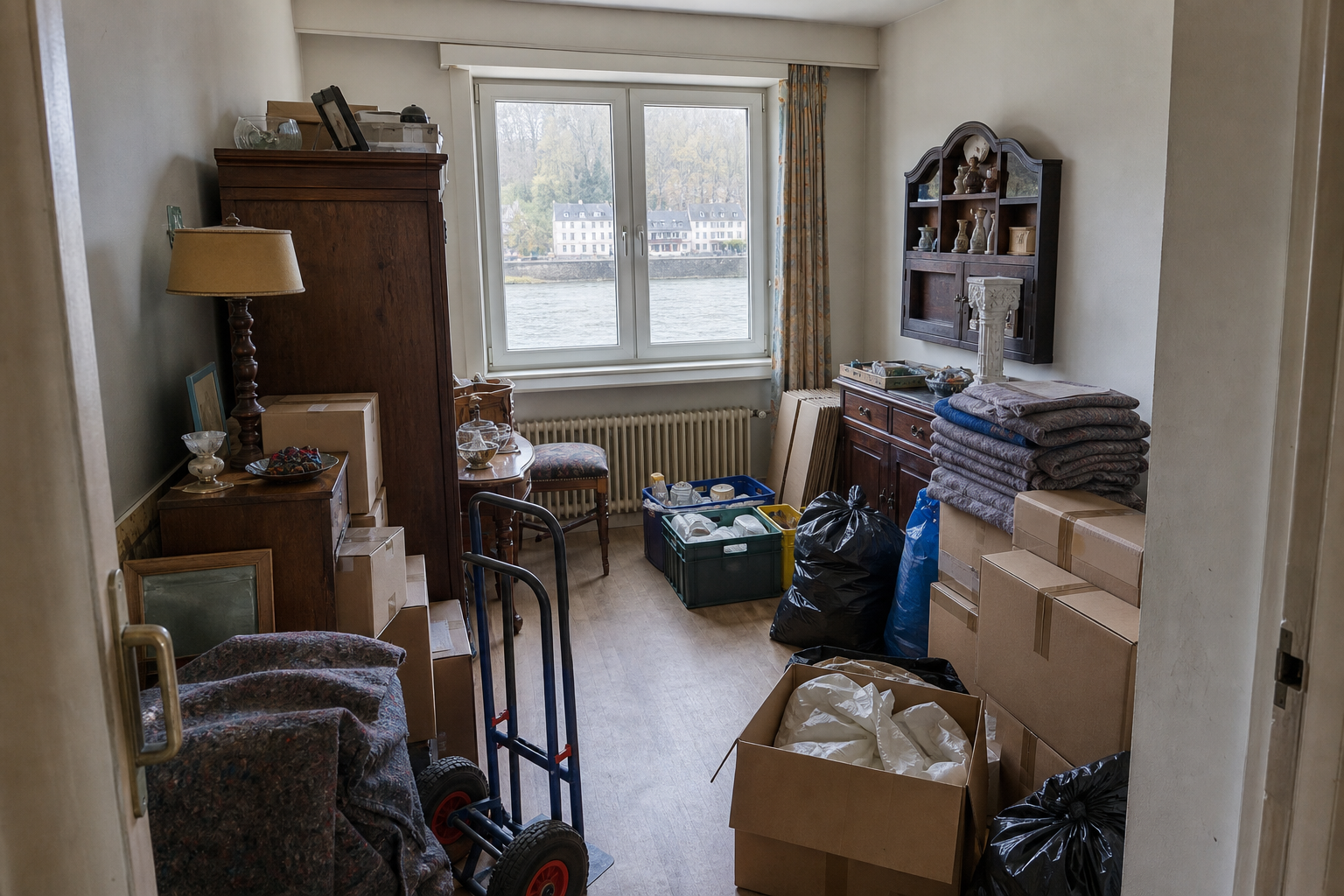 Vide appartement à Yvoir : avant, en cours et après — intervention en cours