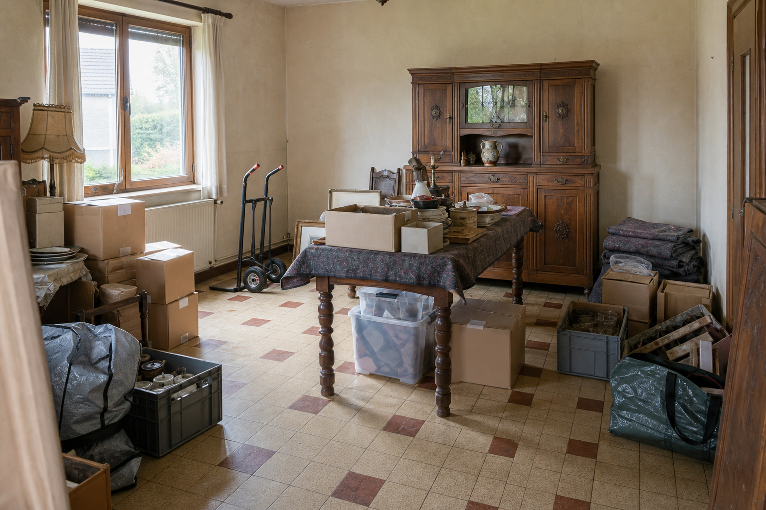 Vide maison rurale à Zonnebeke : avant, en cours et après — intervention en cours