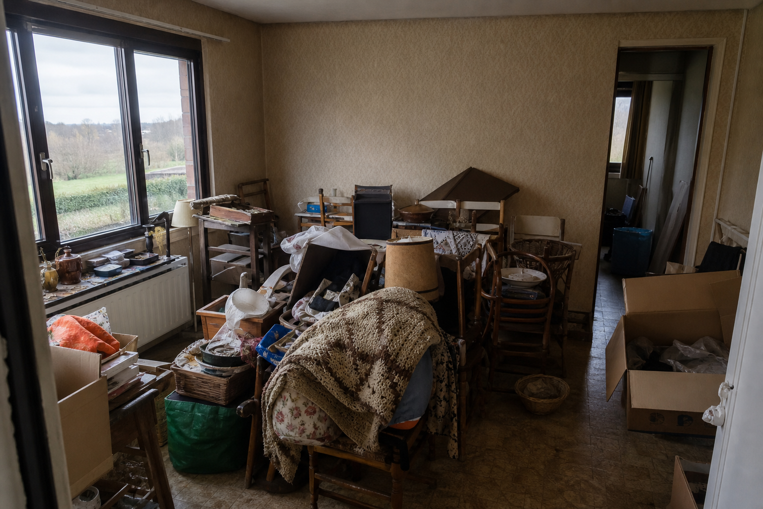 Vide résidence secondaire à Zwalm : avant, en cours et après — avant débarras